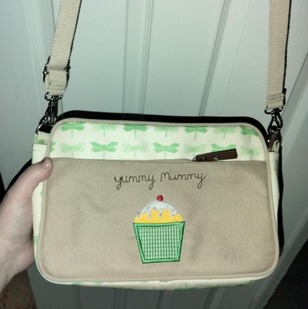 Pink Lining UK Yummy Mummy Crossbody togo bag diaper bag EUC laminated vintage
